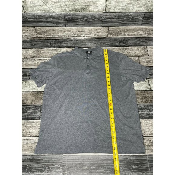 Calvin Klein Polo Shirt Mens L Gray Short Sleeve - Picture 2 of 5